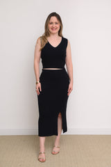 CONJUNTO SAIA MIDI E CROPPED TRICOT LARISSA