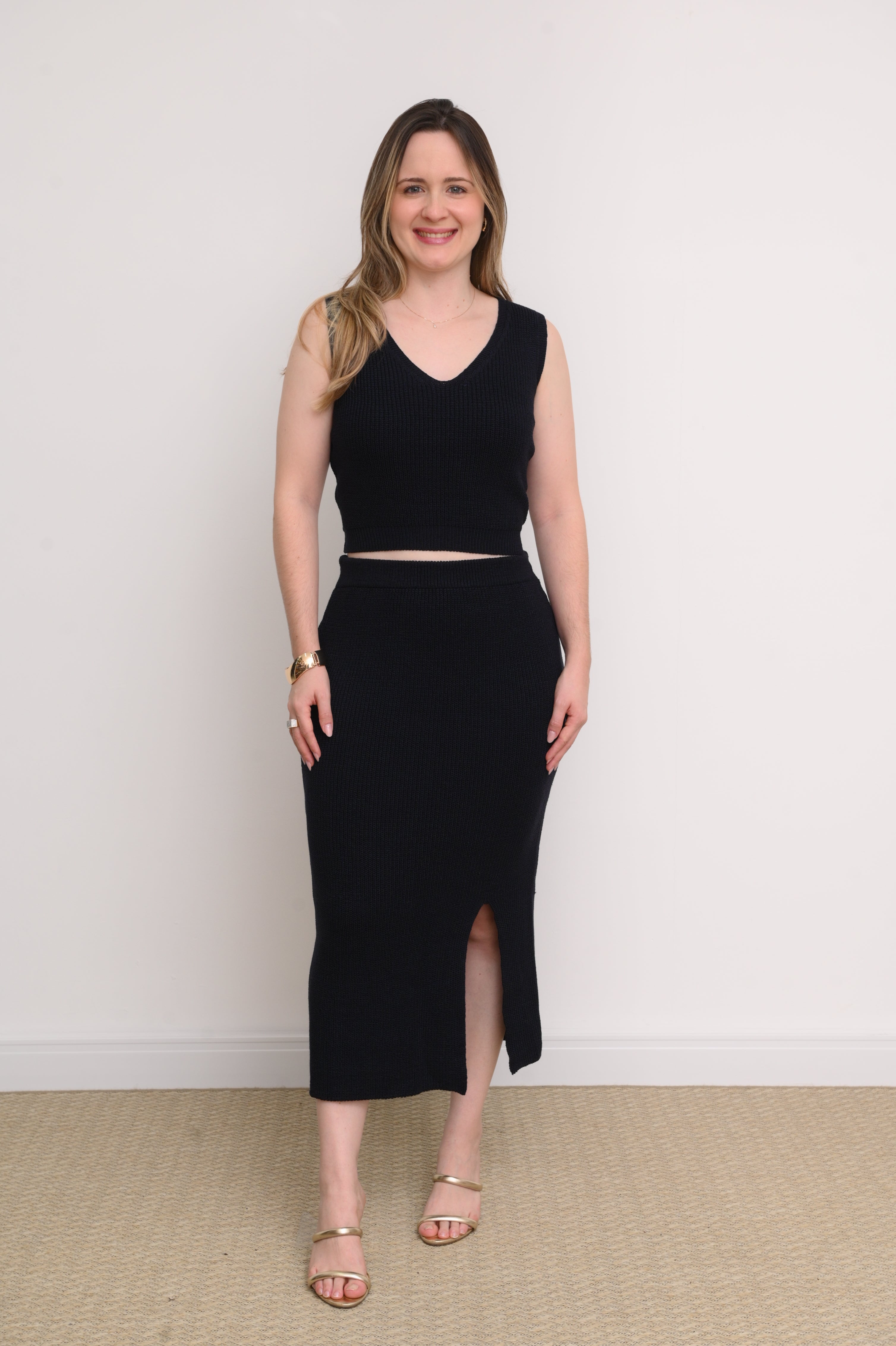CONJUNTO SAIA MIDI E CROPPED TRICOT LARISSA