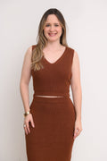 CONJUNTO SAIA MIDI E CROPPED TRICOT LARISSA