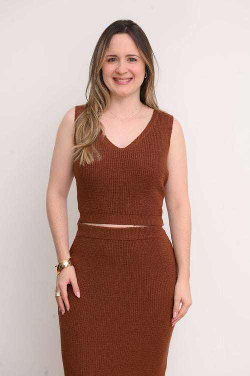 CONJUNTO SAIA MIDI E CROPPED TRICOT LARISSA