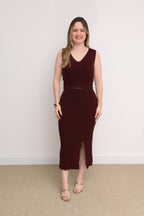 CONJUNTO SAIA MIDI E CROPPED TRICOT LARISSA